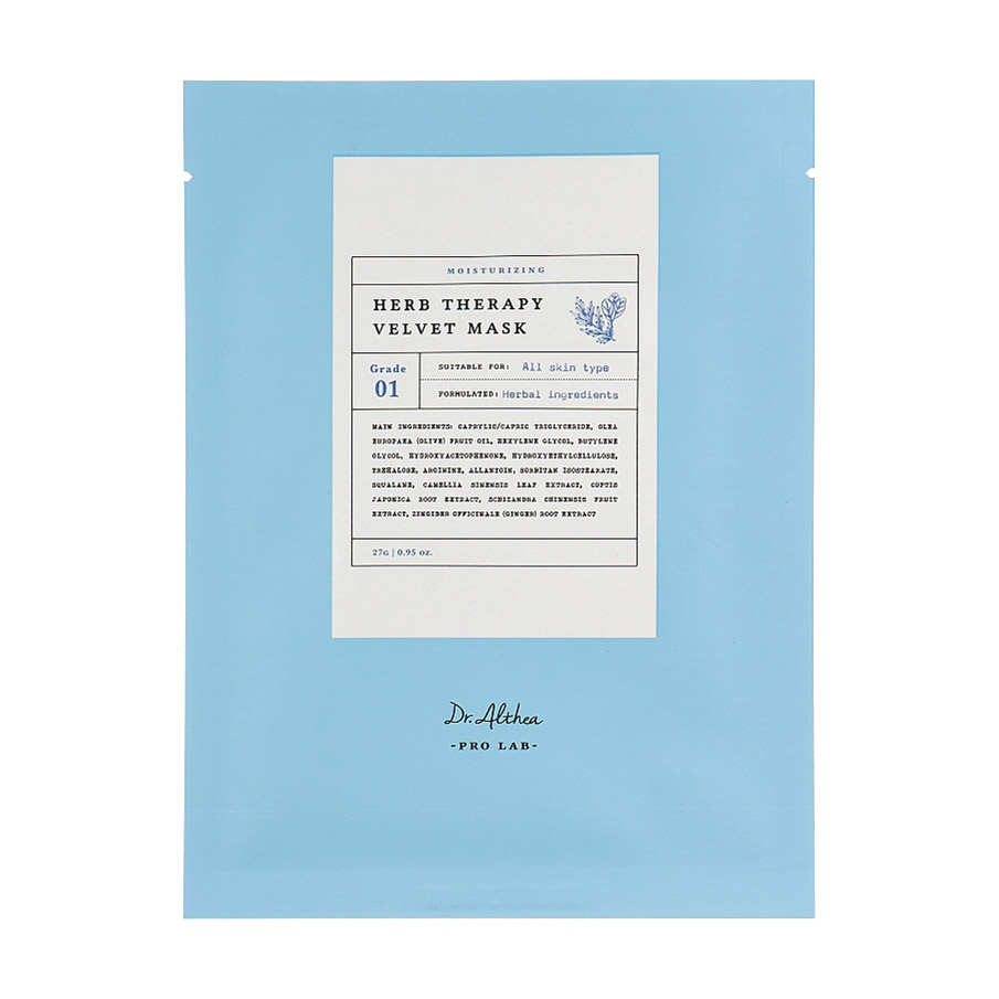 Тканинна маска для обличчя Dr. Althea Pro Lab Herb Therapy Velvet Mask для зняття роздратування шкіри, з рослинними екстрактами, 1 шт